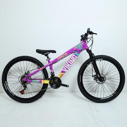 Imagem de Bicicleta 26 vikingx 21v index - tuff x-25 - roxo/amarelo