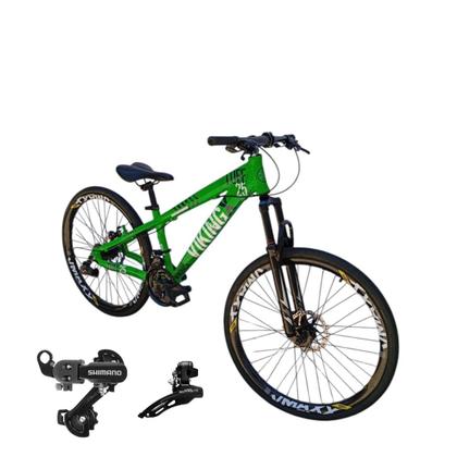 Imagem de Bicicleta Aro 26 Vikingx Tuff 25 Aluminio 21v Cambio Shimano Traseiro Dianteiro  Mtb Freeride Suspensão Dianteira Unissex