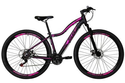 Imagem de Bicicleta Feminina Aro 29 Ksw Mwza 24v Freio a Disco Garfo Com Suspensão Mtb 29 Alumínio - Preto/Rosa