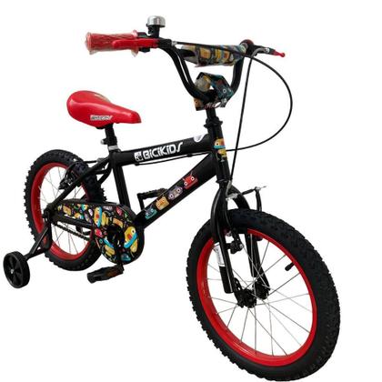 Imagem de Bicicleta Infantil Aro 16 Menino Bicikids Robo Resistente com Rodinhas Removíveis para Segurança e Diversão nas Aventuras