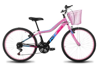 Imagem de Bicicleta Infantil Feminina Aro 24 KOG Alumínio 18V Cestinha