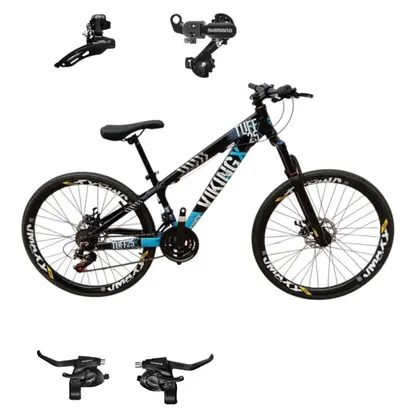 Imagem de Bicicleta Vikingx Tuff 25 Aro 26 Aluminio 24v Cambios Shimano Freio Disco Suspensão Dianteira