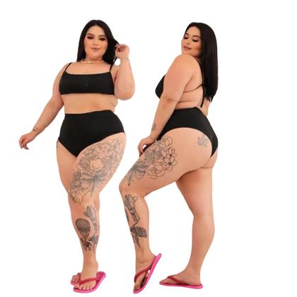 Imagem de Biquíni Hot Paint Plus Size Premium Sem Bojo Cor Preta G1 Moda Curve Veste 46 ao 48