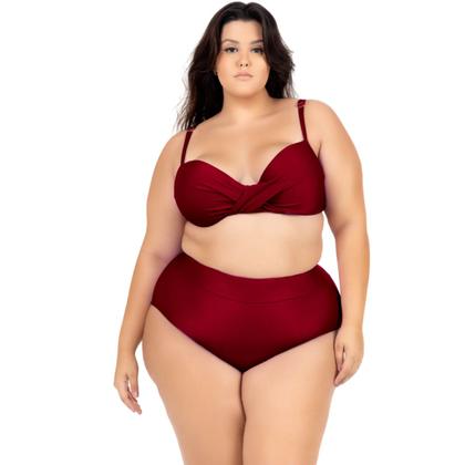 Imagem de Biquini Plus Size Feminino Com Bojo Cintura Alta Laço Verao