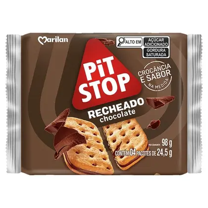 Imagem de Biscoito Marilan Pit Stop Recheado Chocolate 98g - Embalagem com  42 Unidades