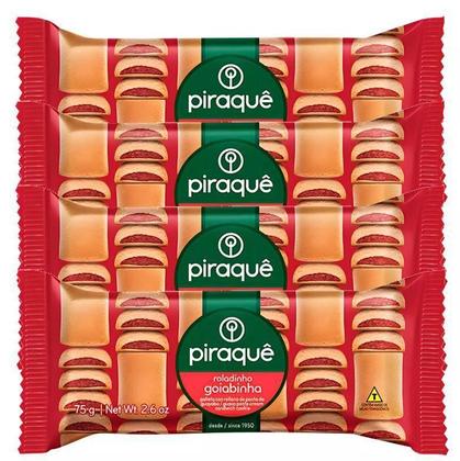 Imagem de Biscoito Piraquê Roladinho Recheado De Goiabinha 75G-Kit 5Un