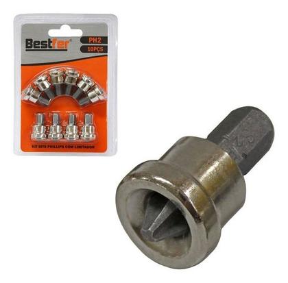 Imagem de Bits Ponteira Philips Ph2 Com Limitador 10 Peças Parafusadeira