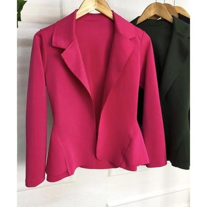 Imagem de Blazer Feminino em Neoprene Casaco Com Babado Terninho