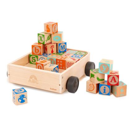 Imagem de Block Wagon Battat Wooden ABC 26 maiúsculas e minúsculas, 4 números