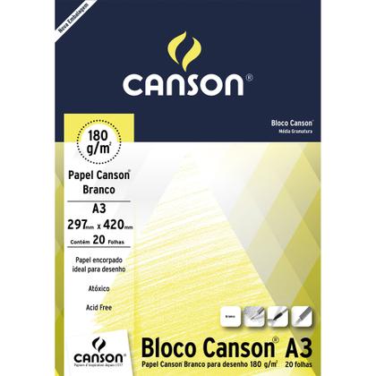 Imagem de Bloco Canson Desenho Branco 180g/m² A3 297 X 420 Mm com 20 Folhas - 66667165