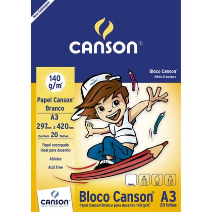 Imagem de Bloco Desenho A3 Canson 140g Branco 20 Folhas