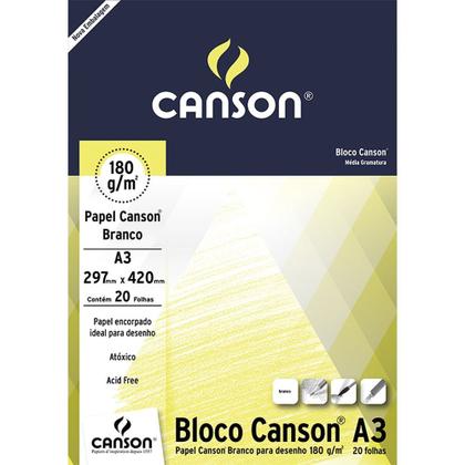 Imagem de Bloco Desenho Branco A3 180g 20 Folhas Canson 66667165 1 ed