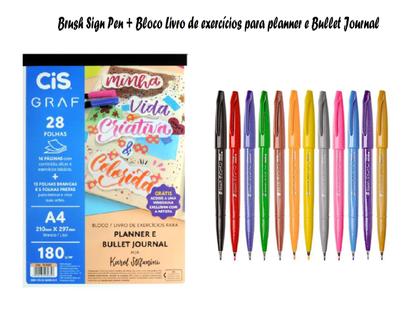 Imagem de Bloco exercício Planner bullet journal + Sign pen brush