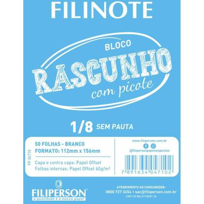 Imagem de Bloco para Rascunho com Picote sem Pauta 112X156MM 50 Folhas Pacote com 10