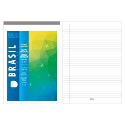 Imagem de Bloco Univ 210X295Mm Pautado Com Margem 50Fls Brasil Tilibra