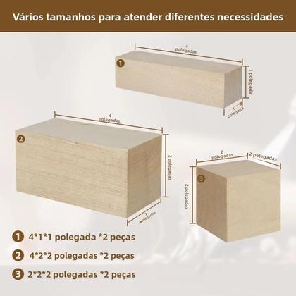 Imagem de Blocos De Madeira Natural De Basswood Para Escultura, 10 a 24 Peças, Madeira Macia Não Acabada Para