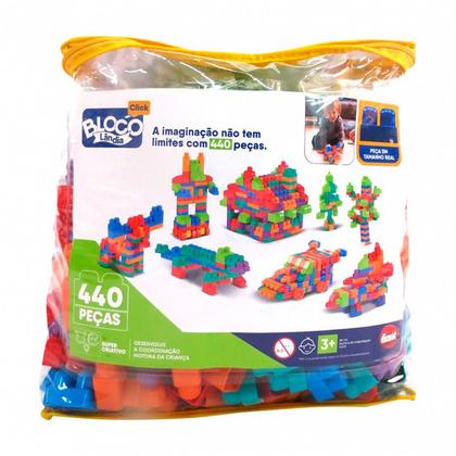 Imagem de Blocos de Montar Blocolândia Click Sacola Construção 440 pçs XK110 - Dismat