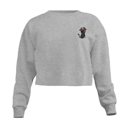 Imagem de Blusa Cropped Moletom Pirata Gato Feminino Personalizado com Cintura Descosturada