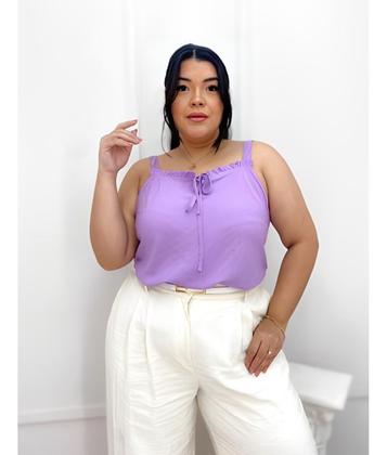 Imagem de Blusa De Alça Lisa Plus Size Minimalista Laço Ajustável