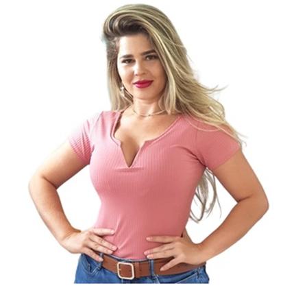 Imagem de Blusa Decote Gola V Elegante Moda Feminina