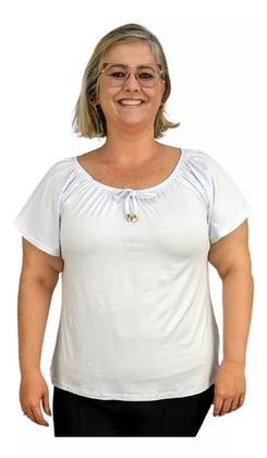 Imagem de Blusa Feminina Plus Size Ciganinha Manga Curta Lisa