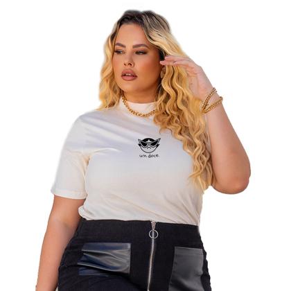 Imagem de Blusa Feminina Plus Size Manga Curta Camiseta Feminina De Algodão Premiun Estampada Tamanho Extra