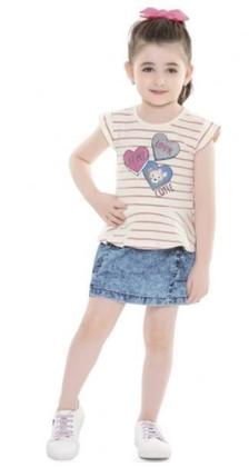 Imagem de Blusa Infantil Verão Listrada Com Corações - Fakini