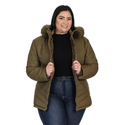 Imagem de Blusa Jaqueta Plus Size C/ Capuz Fixo Feminino 0312 G1 G2 G3 G4
