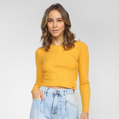 Imagem de Blusa Lunender Canelada Cropped Manga Longa Feminina