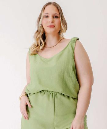 Imagem de Blusa Plus Size Feminina Textura Marisa Verde-00030