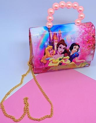 Imagem de Bolsa Bolsinha Infantil Mini Bag Pérola Alça Corrente Princesas Disney Barbie Frozen Sofia Minnie Lol Moda Blogueirinha