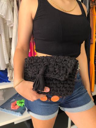 Imagem de Bolsa Clutch fio de malha preta