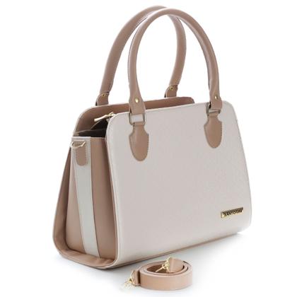 Imagem de Bolsa Feminina Metalassê Bicolor Santorini Handbag Nude/Creme