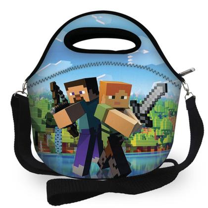 Imagem de Bolsa Lancheira Térmica Lancheira Escolar Lancheira Infantil Marmiteira - Minecraft Duo .