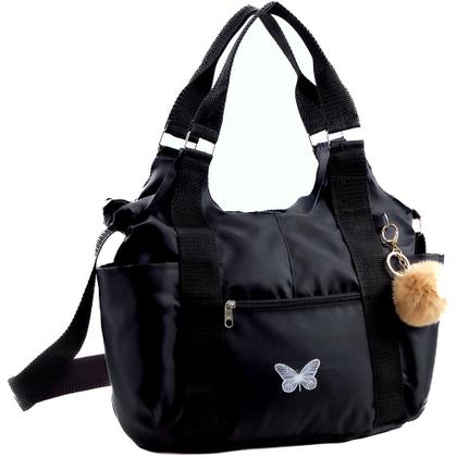 Imagem de Bolsa Nylon Feminina Grande Estampa Borboleta alças transversal regulável e ombro lateral moda casual trabalho academia treino praia piscina dia dia