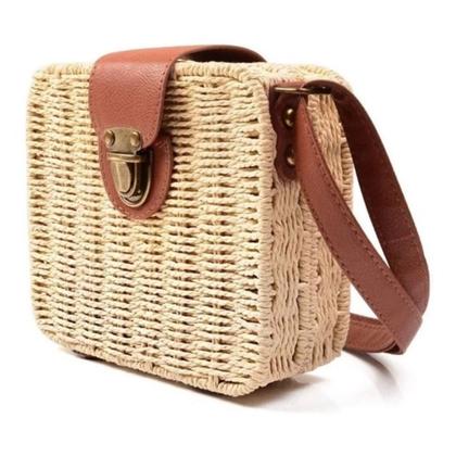 Imagem de Bolsa Quadrada Feminina Palha Sintética Moda Praia Casual BL-086