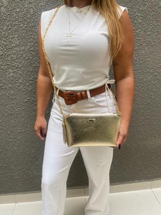 Imagem de Bolsas Femininas Festa Metalizada com Alça Transversal Corrente Lateral Ombro material sintético