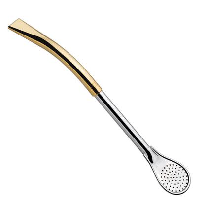 Imagem de Bomba Chimarrão Mate Terere 19cm Latão Cromado Com Biqueira - 319 Taumer