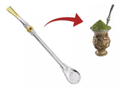 Imagem de Bomba Para Tereré, Chimarrão Com Detalhe 19 Cm Não Entope