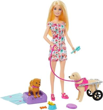 Imagem de Boneca Barbie e Cachorro na Cadeira de Rodas Mattel