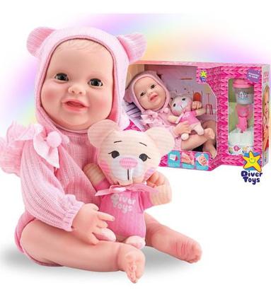 Imagem de Boneca Bebê Reborn Diver NewBorn Unique Collection Body Rosa Divertoys