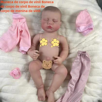 Imagem de Boneca Bebê Reborn Realista De 20 Polegadas LouLou 3D Pele Vinil Recém-nascido Menina Brinquedo