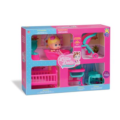 Imagem de Boneca+berço-cadeirão-troninho-carrinho-banheira-andador little dolls divertoys