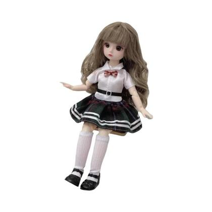 Imagem de Boneca BJD de 30cm com 12 Articulações - Olhos Marrons e Vestido para Meninas