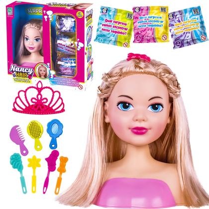 Imagem de Boneca Salão Busto Maquiagem Nancy Hair Suprise Com Acessorios Surpresa Super Toys