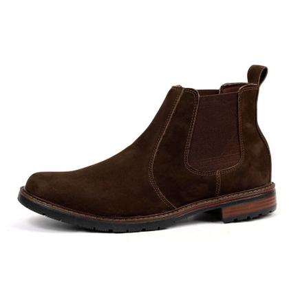 Imagem de Bota Chelsea Elástico Bico Redondo Couro Legítimo Graxo Worldstock - 001 - Café