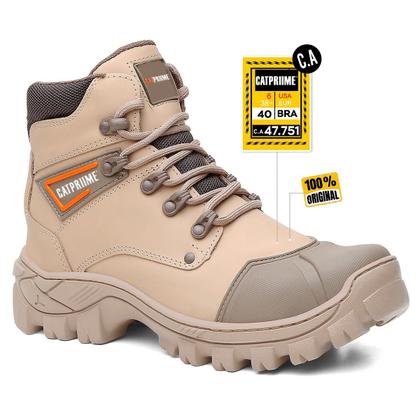 Imagem de Bota Coturno CATPRIIME Original em Couro Ganuino com CA Segurança Total com Bico de PV Super Resistente