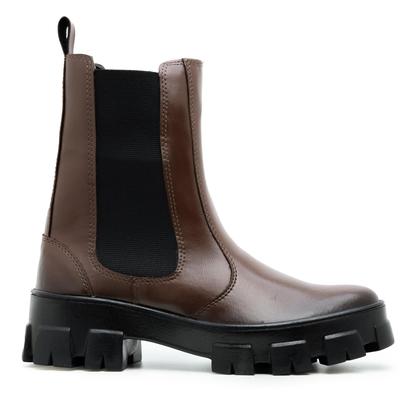 Imagem de Bota Coturno Feminina C/ Elástico Lateral Sola Tratorada Cano Médio Resistente Blogueira Macia