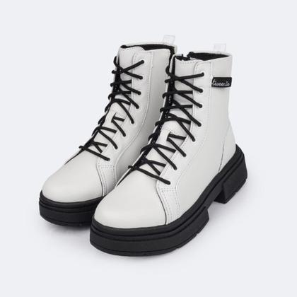 Imagem de Bota Coturno Feminina Tweenie Store Tratorada Branca