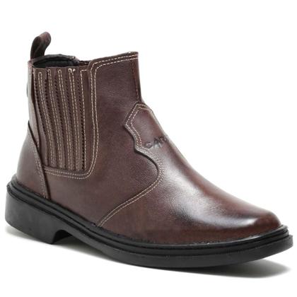 Imagem de Bota Masculina Cano Curto Country Couro Confortavel Elástico Café